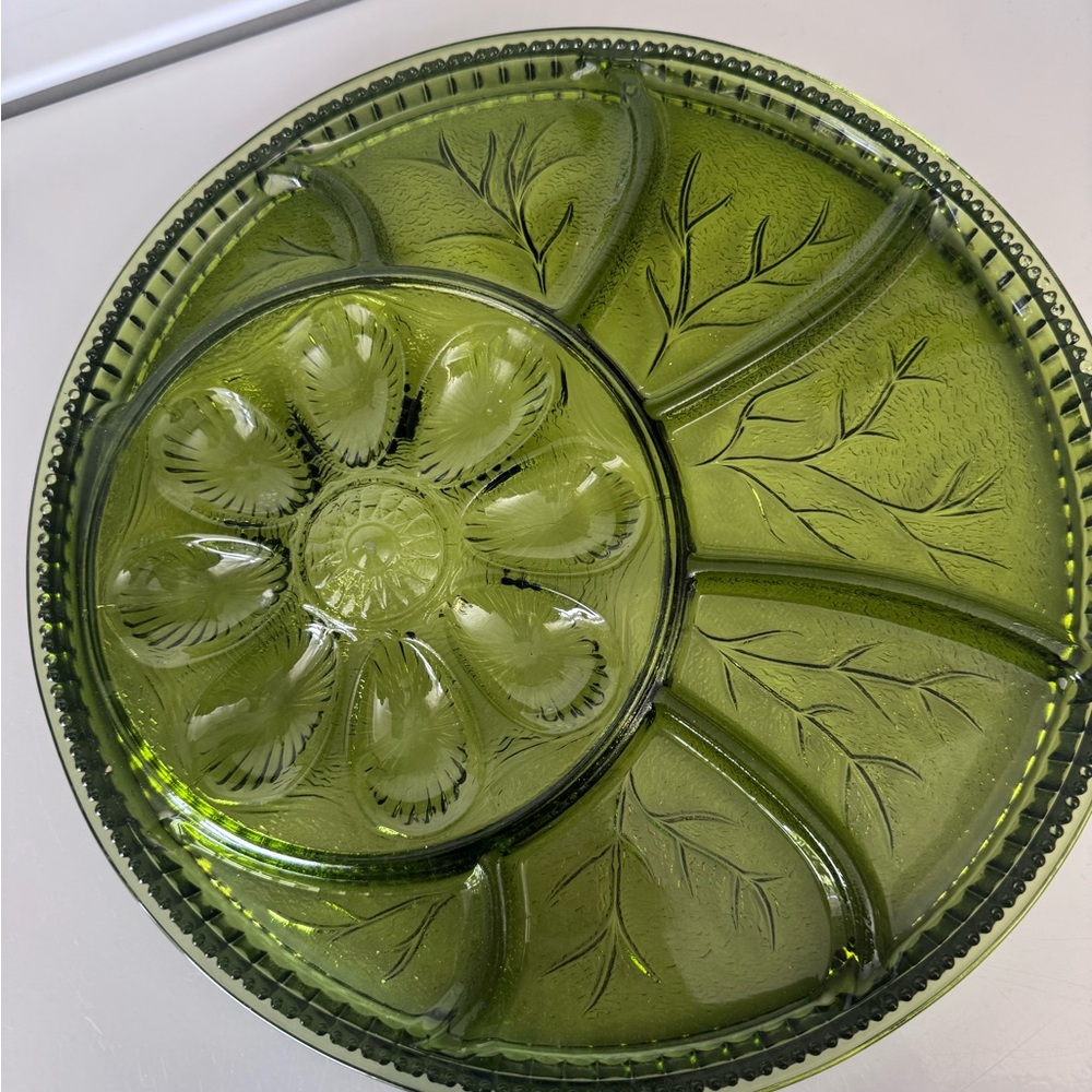 Green Glass Serving Platter